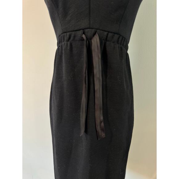Vintage 60s/70s Bonwit Teller Black Sheath Dress Zip Back, Tie Front, ILGWU Tag - Picture 5 of 10